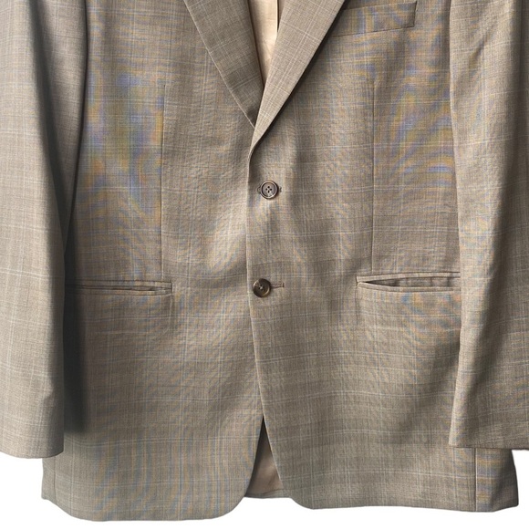 Lauren Ralph Lauren 100% Wool Executive Suit Beige Windowpane Coat Size 40 R - Picture 4 of 10